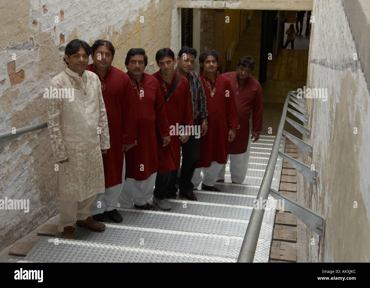 Pakistani singer Sher Miandad Khan and his musicians Stock Photo