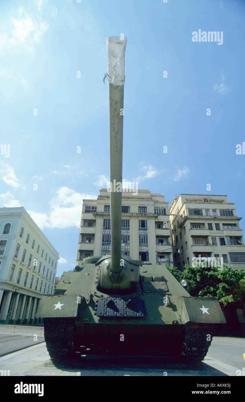 Tank standing in front of the former government palace, Havana, Cuba