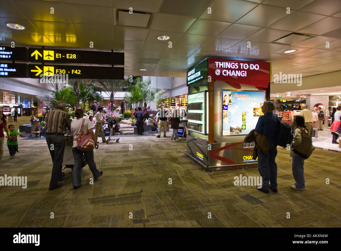 Changi airport with the Duty Free shops in Singapore, Indonesia. Stock Photo