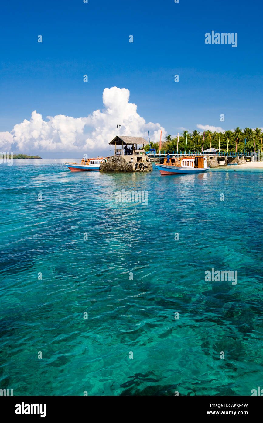 Gangga Island, island with a hotel in the north of Sulawesi, Indonesia. Stock Photo