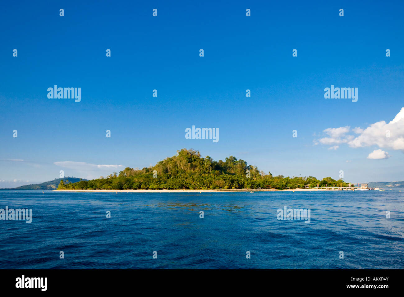 Gangga Island, island with a hotel in the north of Sulawesi, Indonesia. Stock Photo