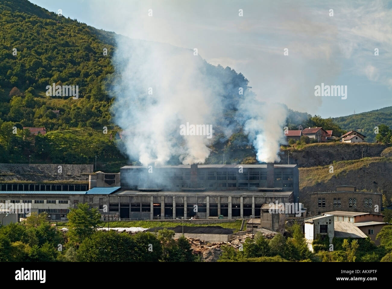 Silicon Factory Pumping Pollution into the Atmosphere Jajce Bosnia Herzegovina Stock Photo