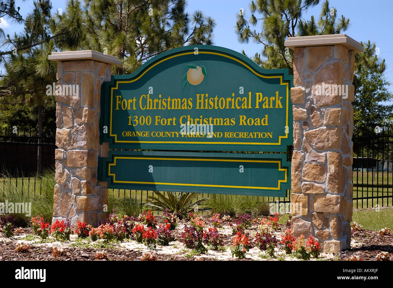Orlando Florida Fort Christmas sign at Fort Christmas Historical Park