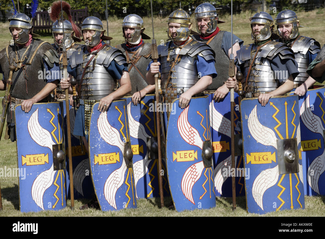 Corbridge Hadrian Wall Roman soldiers on parade Stock Photo