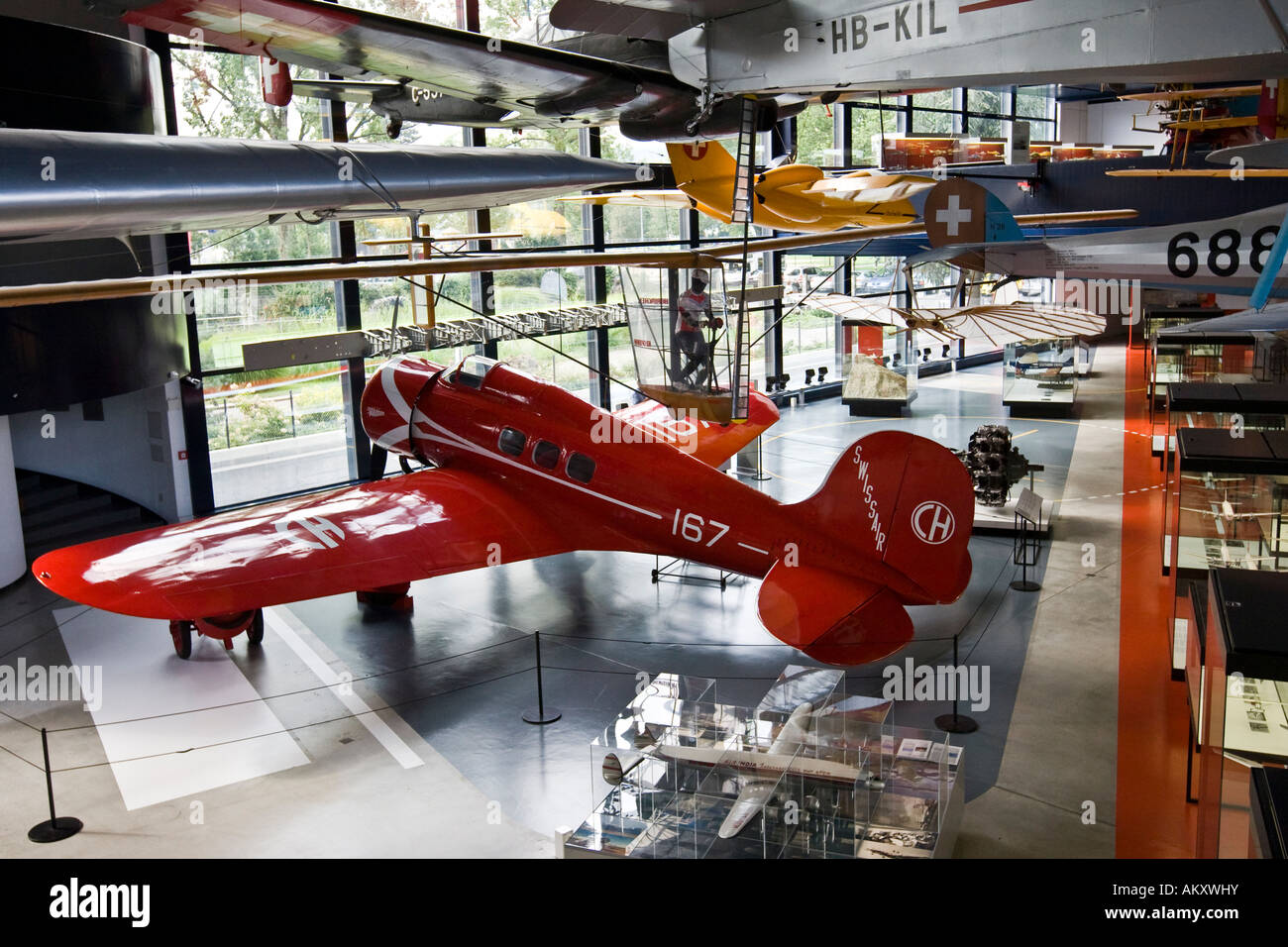 Old airplanes in the traffic house of Switzerland, Lucerne, canton Lucerne, Switzerland Stock Photo