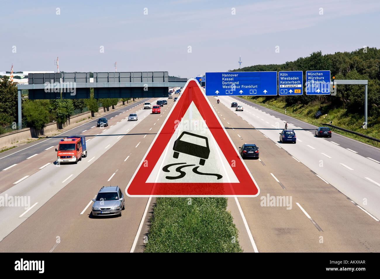 Danger of gliding on the highway Stock Photo