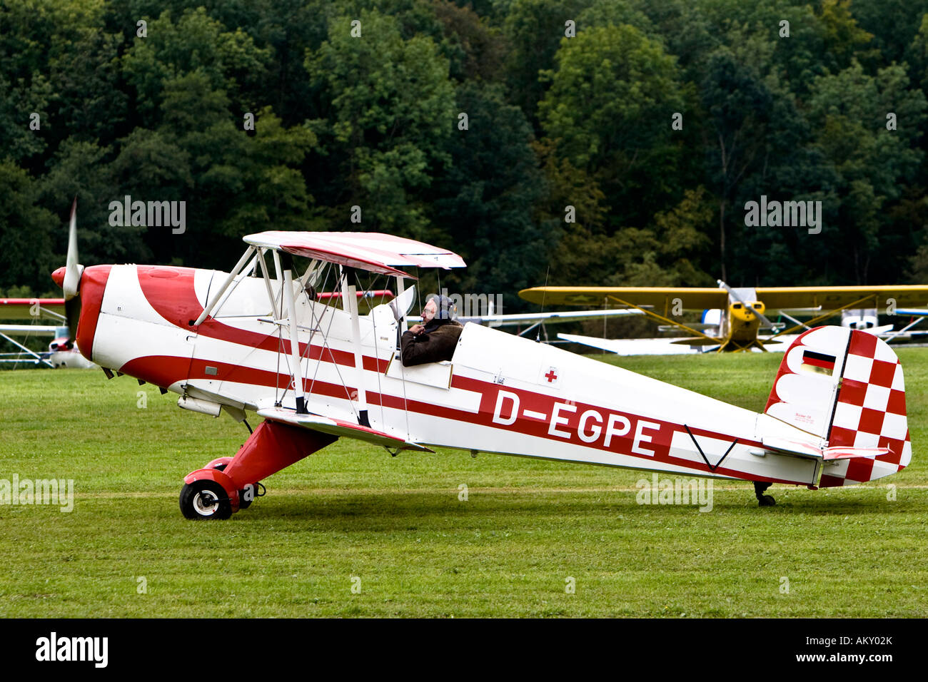 Biplane, Europe's big vintage aeroplane meeting on the Hahnweide, Kirchheim-Teck, Baden Wuerttemberg, Germany Stock Photo