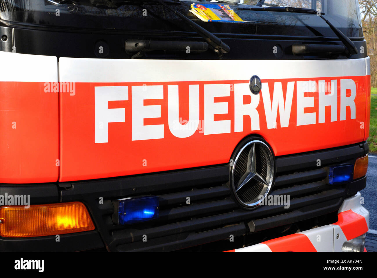 Modern fire engine of the fire service Frankfurt am Main, Hesse, Germany Stock Photo