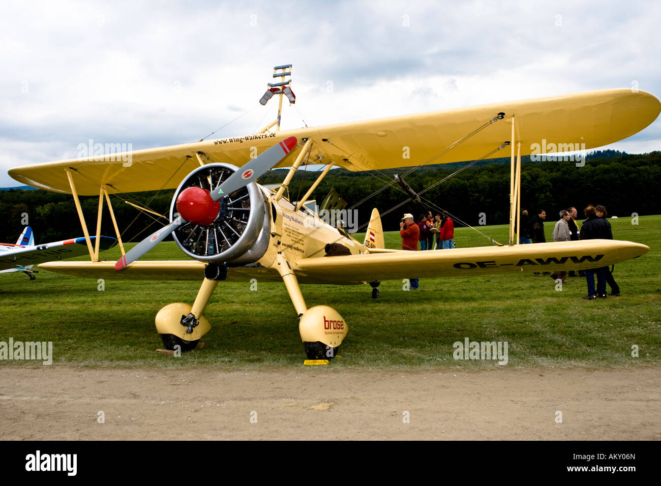 Biplane, Europe's big vintage aeroplane meeting on the Hahnweide, Kirchheim-Teck, Baden Wuerttemberg, Germany Stock Photo