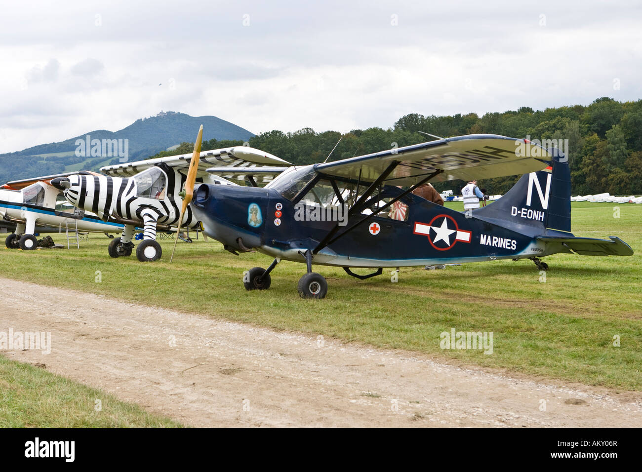Europe's big vintage aeroplane meeting on the Hahnweide, Kirchheim-Teck, Baden Wuerttemberg, Germany Stock Photo