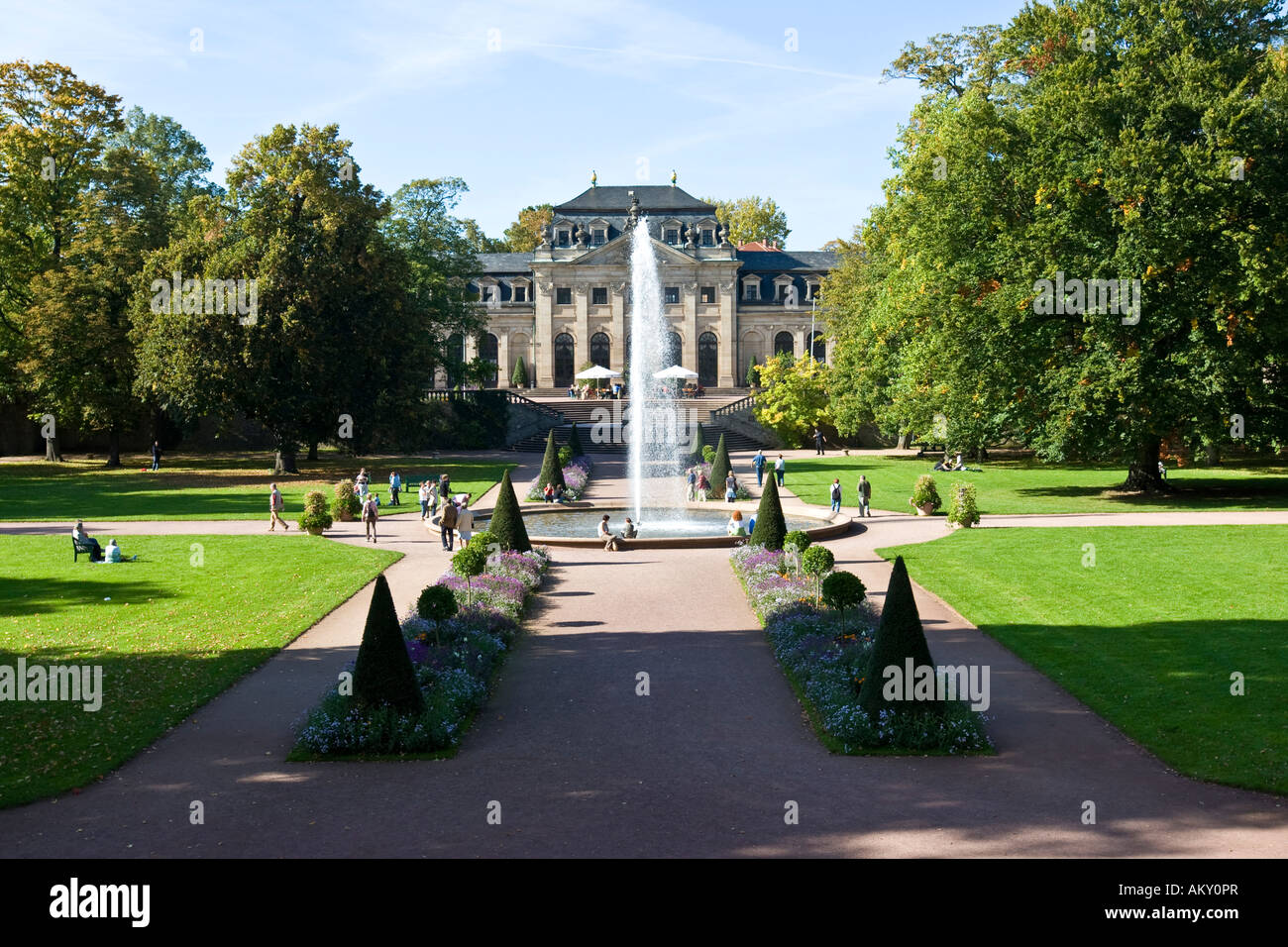 Orangery with fountain, in the palace garden of the town castle of