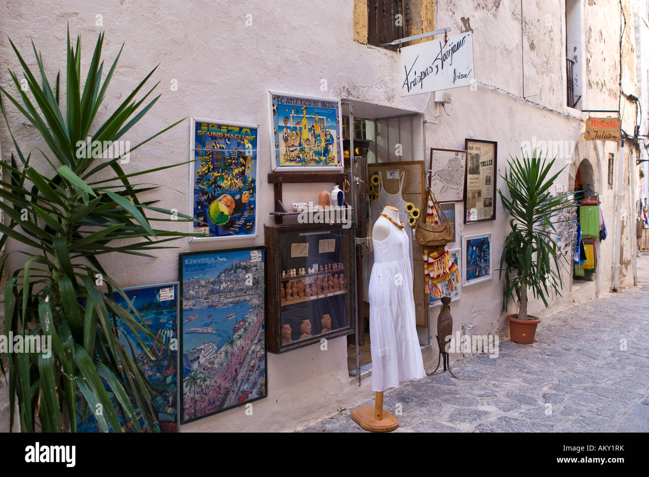 Souvenir shop in the old town of Eivissa, Ibiza, Baleares, Spain Stock Photo