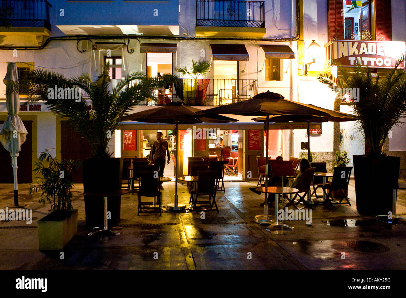 Restaurant in the old town of Eivissa, Baleares, Spain Stock