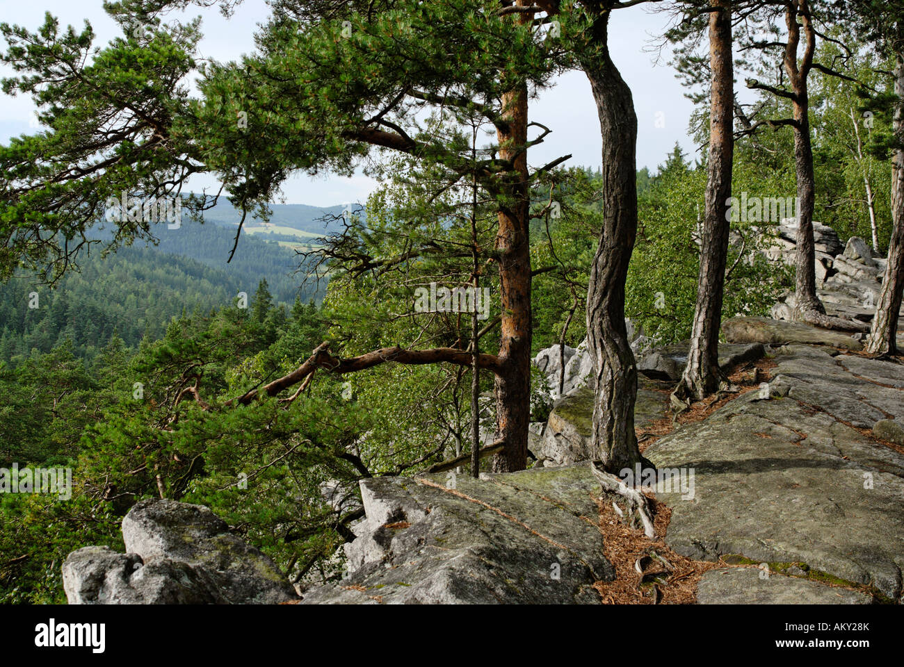 Certova Stena above the Vltava at the Lipno lake Vodni Nadrz Lipno Bohemian Forest Sumava Czech Republik Stock Photo