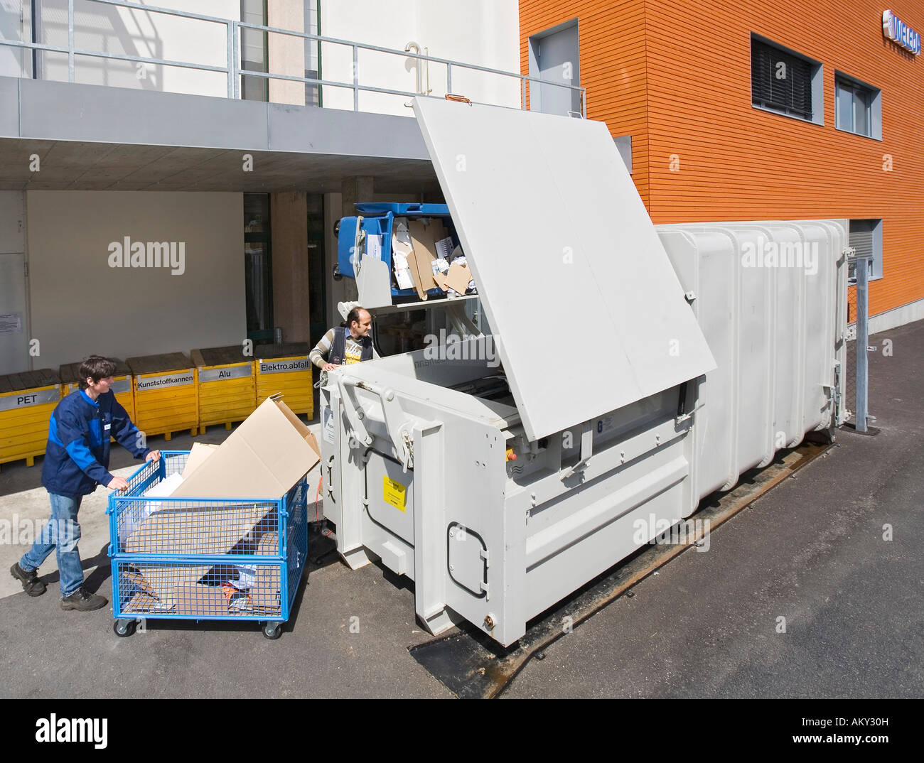 Paper press, waste seperation, Weleda company, Arlesheim, Basel-Landschaft, Switzerland Stock Photo