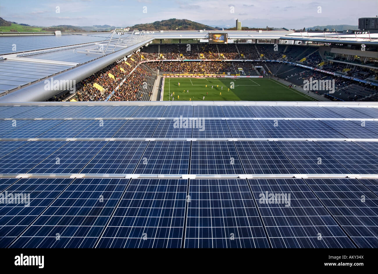 Solar panels, Stade de Suisse in Berne, Switzerland Stock Photo