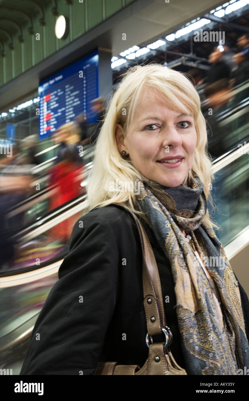 Singer Irish Benesch, main station Basel, Switzerland Stock Photo
