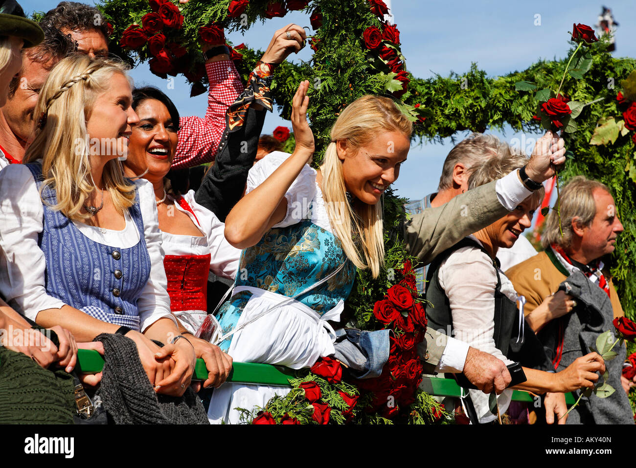 Traditional opening parade, Oktoberfest, Munich beer festival, Bavaria, Germany Stock Photo