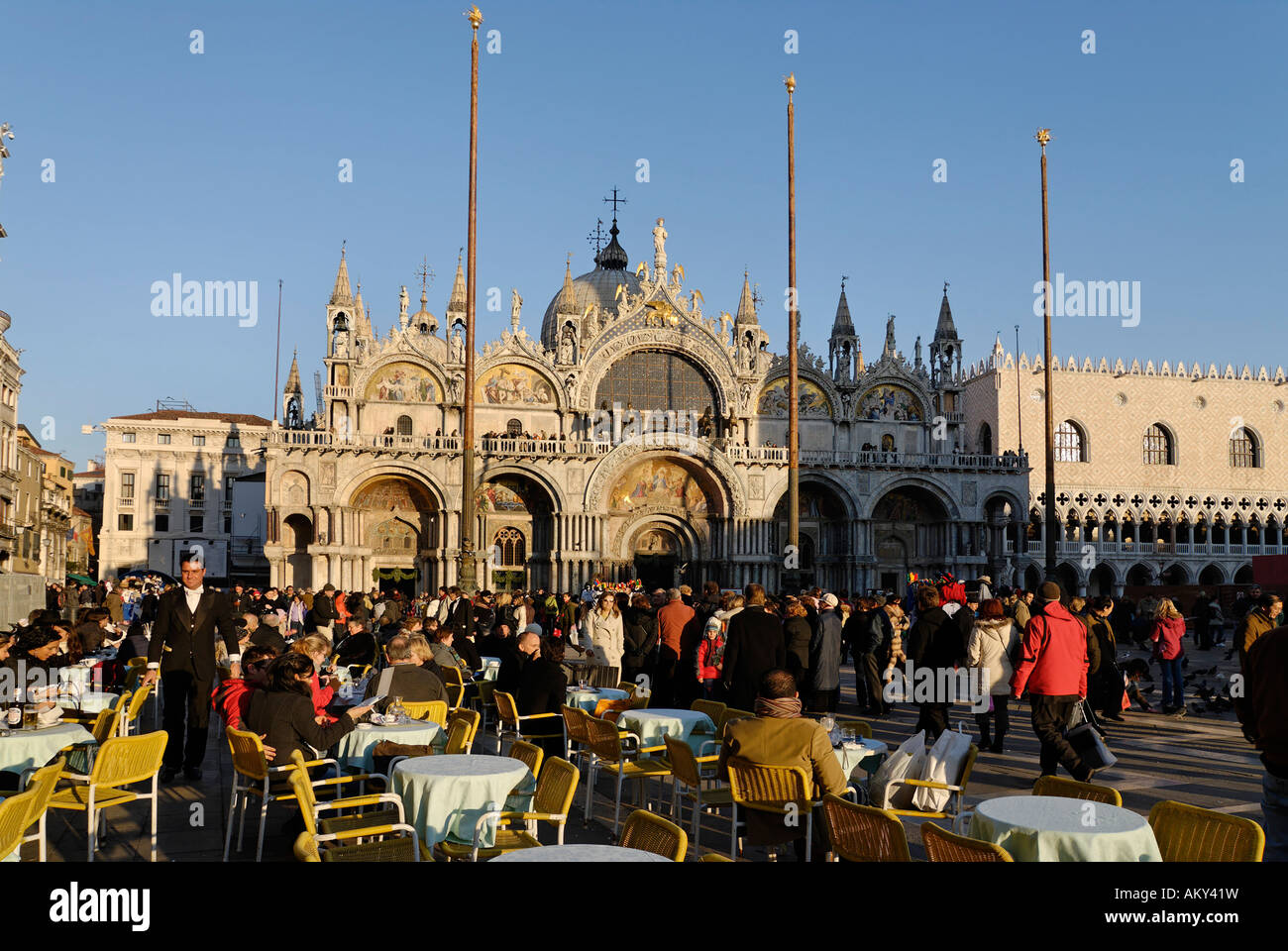 Piazza San Marco with cafes Venice Venezia Italy Stock Photo