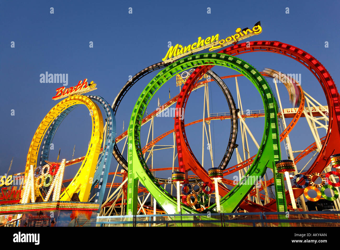 Roller coaster Olympia Looping, Oktoberfest, Munich beer festival, Bavaria,  Germany Stock Photo - Alamy