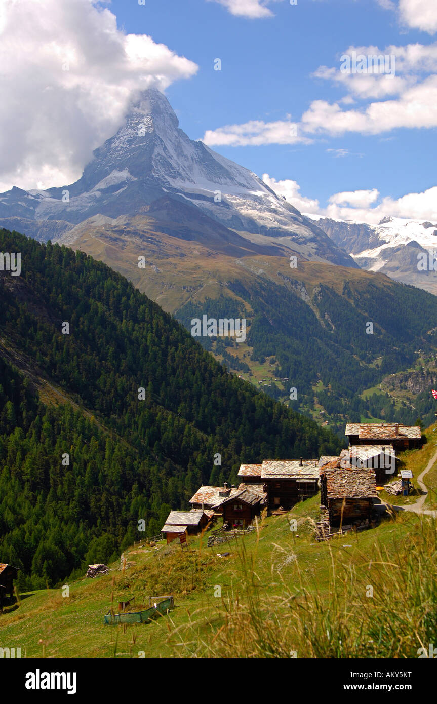 Hamlet Findeln, Mount Cervin, Matterhorn, Zermatt, Valais, Switzerland Stock Photo