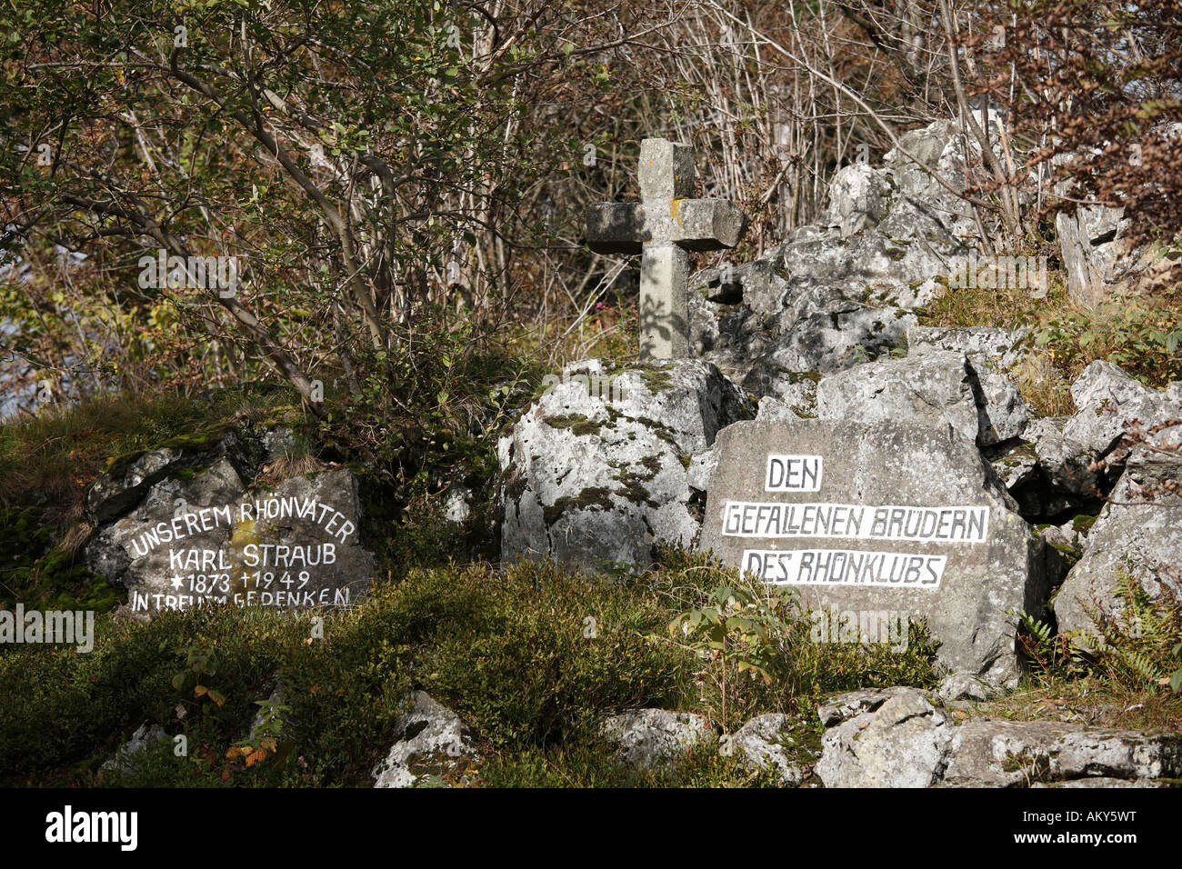 Memorial on Heidelstein mountain, Lange Rhoen, Franconia, Germany Stock Photo