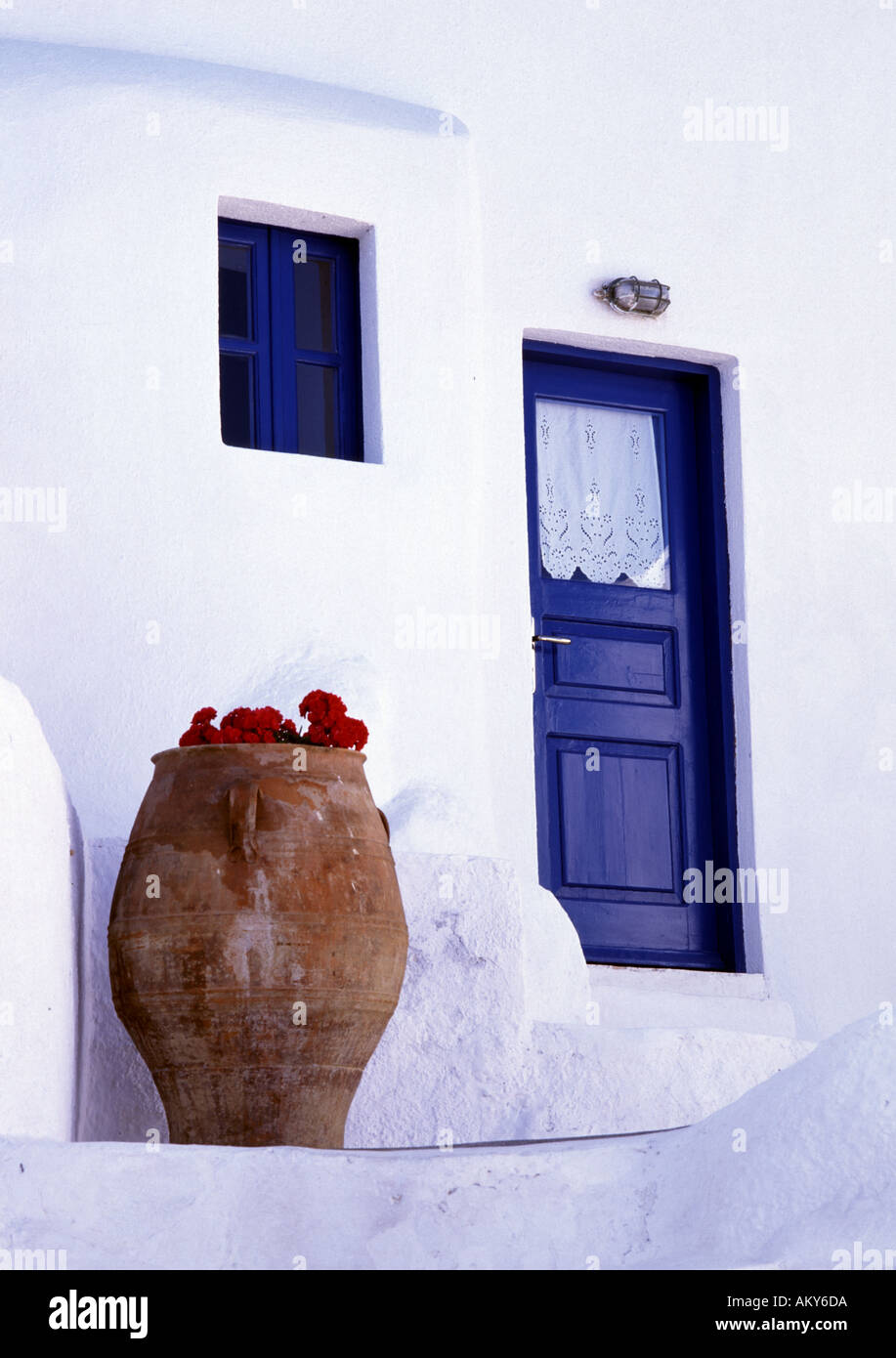 House front elevation Santorini Stock Photo