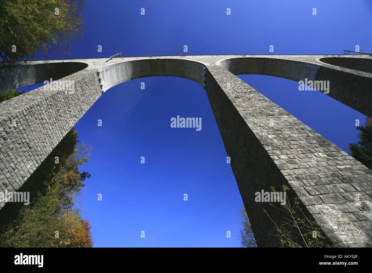 Train viaduct near Luetisburg in autumn colors, St. Gall, Switzerland Stock Photo