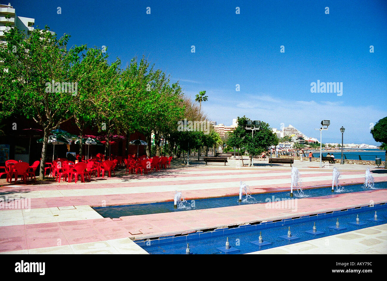 Fountains outside Castillo Bil Bil Benalmadena Costa del Sol Spain