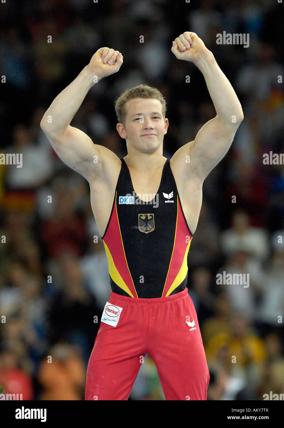 Artistic Gymnastics Fabian HAMBUeCHEN GER cheering Artistic Gymnastics World Championships 2007 Stuttgart Baden-Wuerttemberg Ge Stock Photo