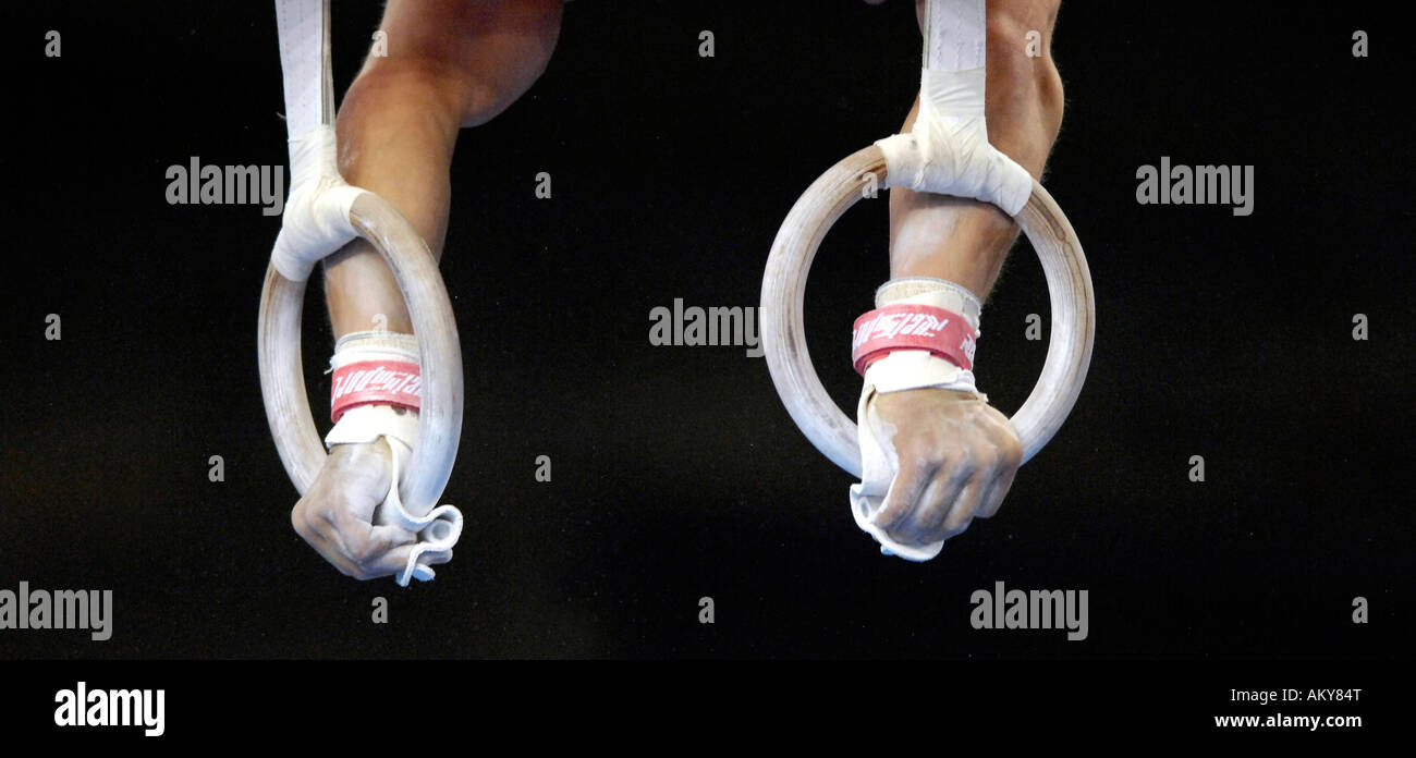 Artistic Gymnastics rings Stock Photo