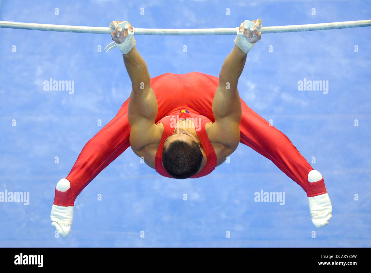 Artistic Gymnastics high bar bird's view Stock Photo Alamy