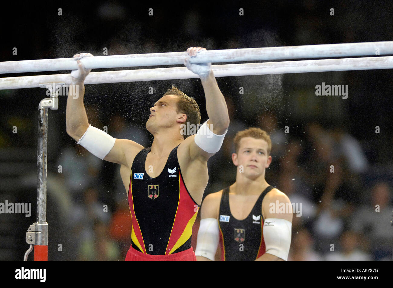 Artistic Gymnastics parallel bars Thomas ANDERGASSEN GER and Fabian HAMBUeCHEN GER Stock Photo