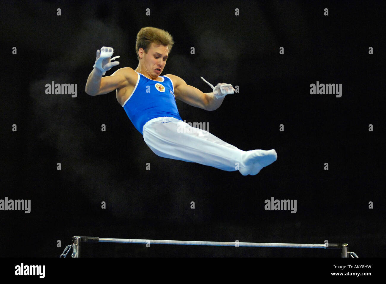 Artistic Gymnastics High Bar Anatoli VASILIEV RUS Artistic Gymnastics World Championships 2007 Stuttgart Baden-Wuerttemberg Ger Stock Photo