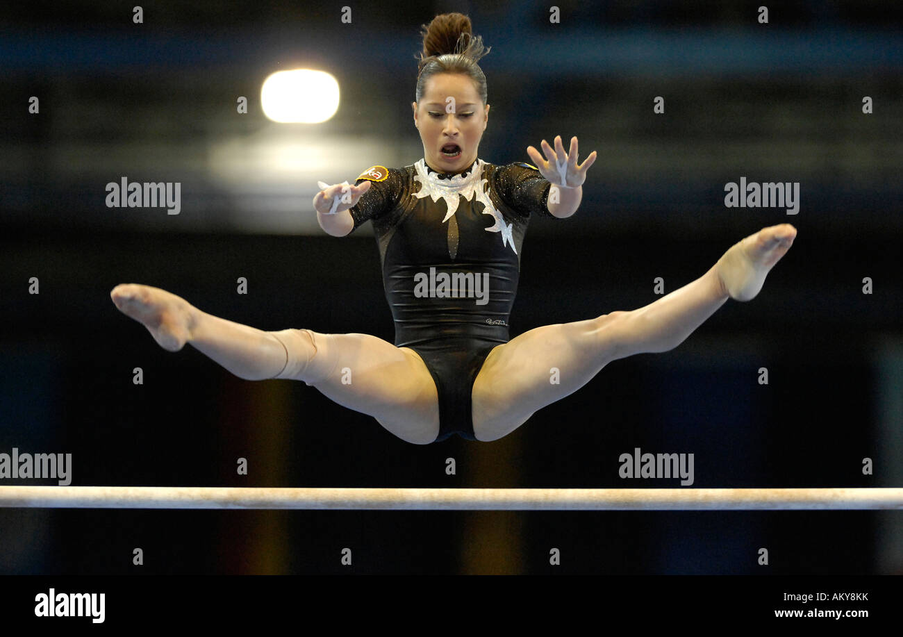 Artistic Gymnastics uneven bars Stelina NISTOR ROU Artistic Gymnastics World Championships 2007 Stuttgart Baden-Wuerttemberg Ge Stock Photo