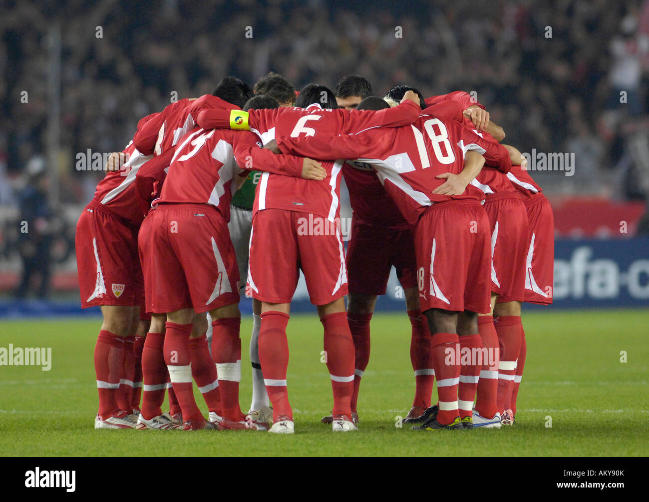 VfB Stuttgart players swear themselves in before match starts off Stock Photo