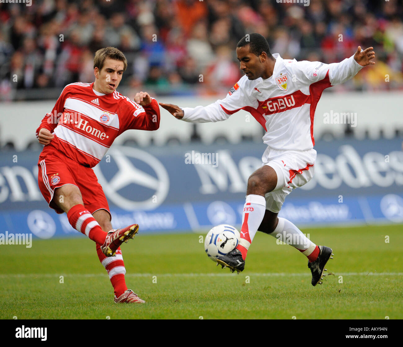 Philipp LAHM FC Bayern Muenchen (left) vs. CACAU VfB Stuttgart Stock Photo