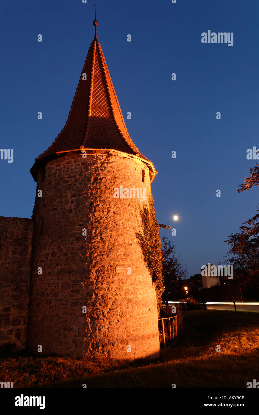 Merkendorf Middle Franconia Bavaria Germany corner tower in town wall Stock Photo