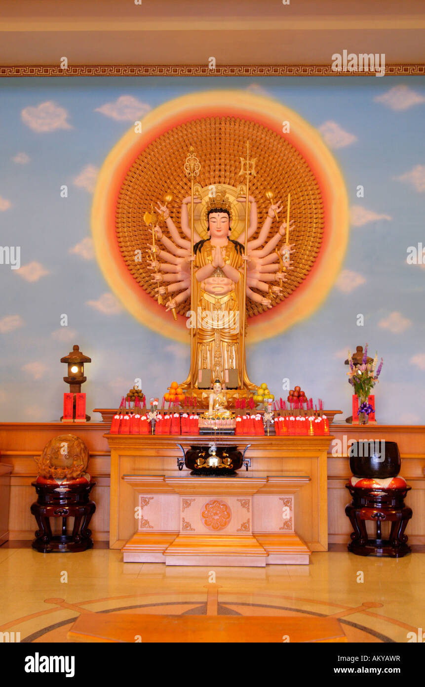 Shrine of Bodhisattva Avalokitesvara, Hall of Great Compassion Nan Tien Buddhist Temple,Berkeley,New South Wales. Stock Photo