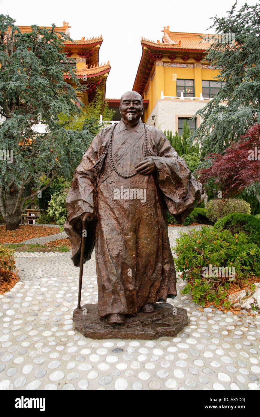 Statue of Venerable Master Hsing Yun, founder of Fo Guang Shan and Buddhas Light International,at Nan Tien Temple,Berkeley NSW Stock Photo