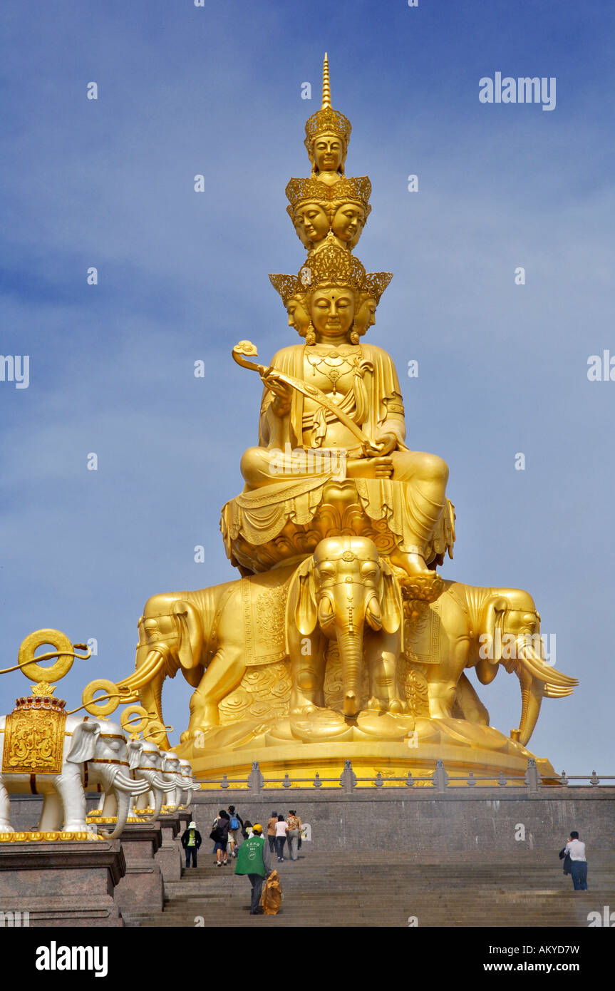 Statue of Samantabhadra, Mount Emei near Chengdu, China, Asia Stock Photo