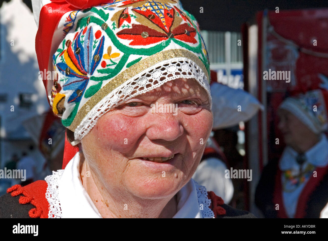 Woman in her national costume - folk dance has tradition in Estonia Baltic States Stock Photo