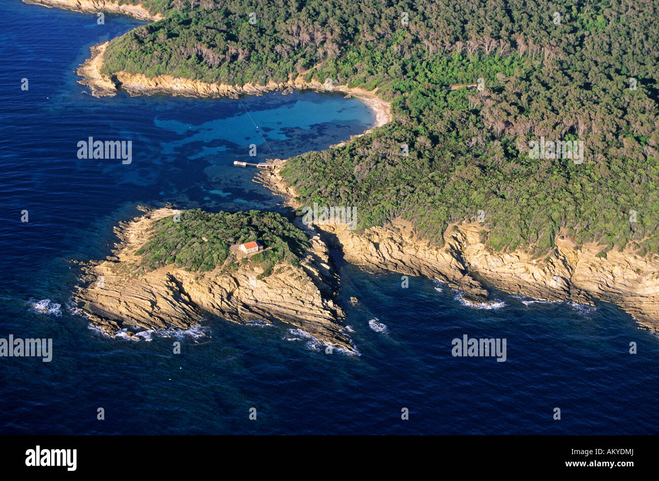 France Var Ile De Port Cros Pointe De La Malalongue Aerial View Stock Photo Alamy