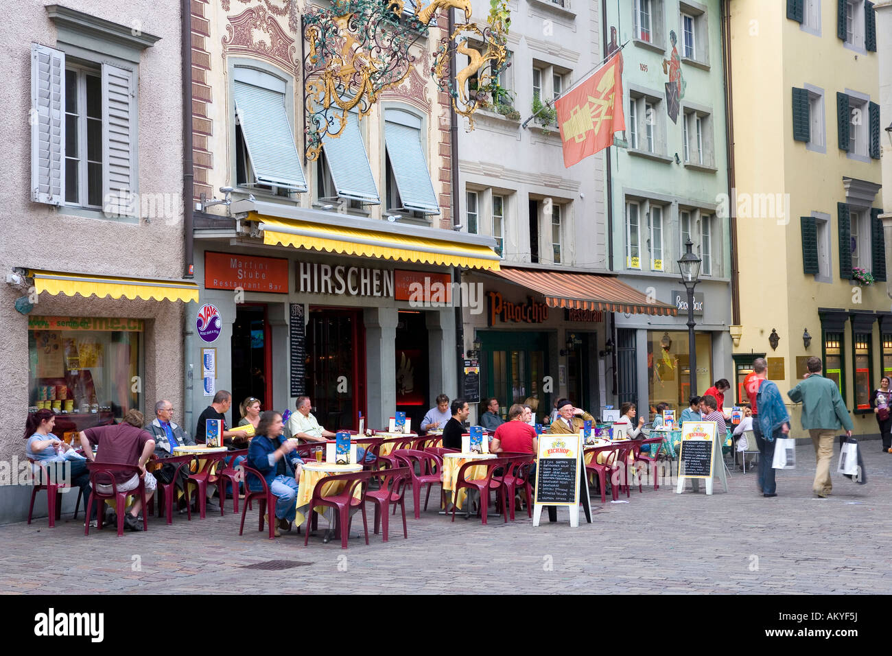 Restaurants, Hirschenplatz, old town, Lucerne, Switzerland, Europe