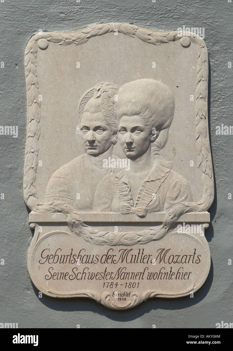 Commemorative plaque at the Mozarthouse in St. Gilgen, birth house of