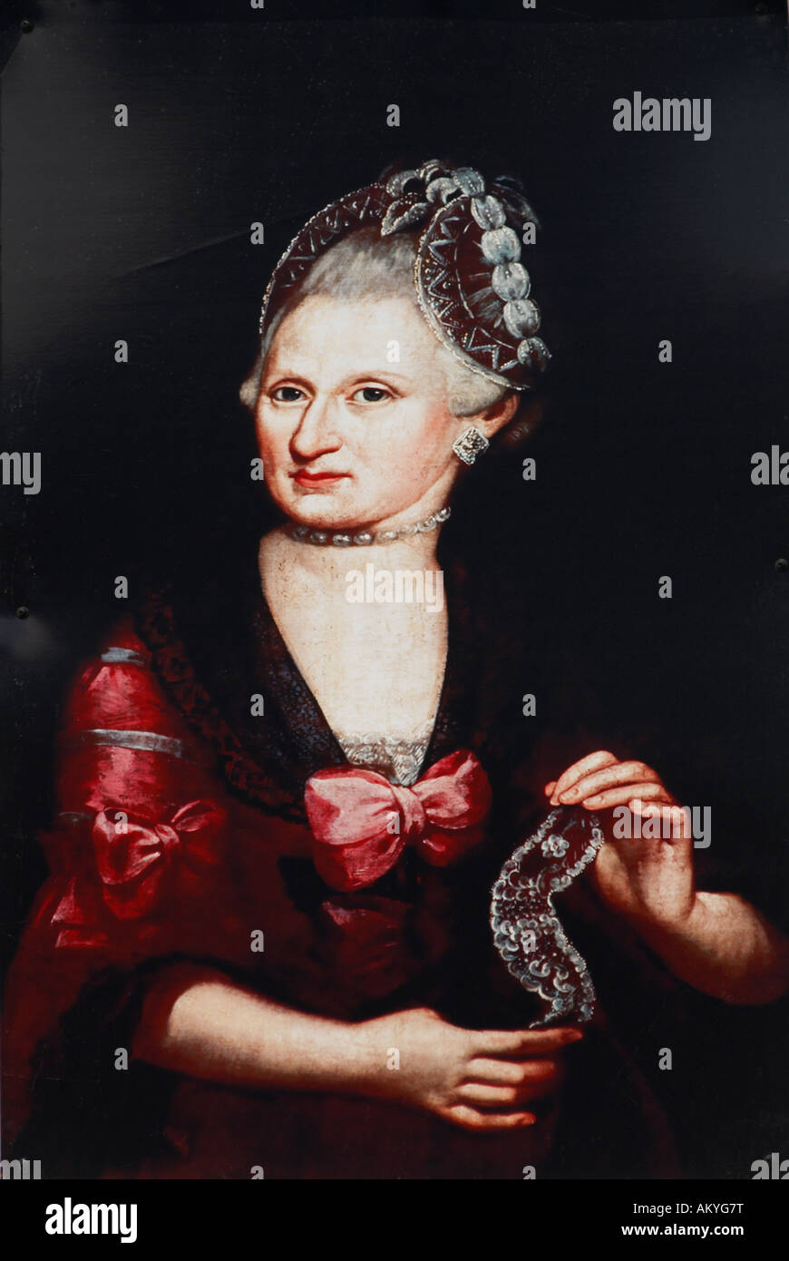 Portrait of Mozart's mother, Mozarthouse St. Gilgen by the Wolfgangsee, birth house of Mozart's mother, Salzburg, Austria Stock Photo