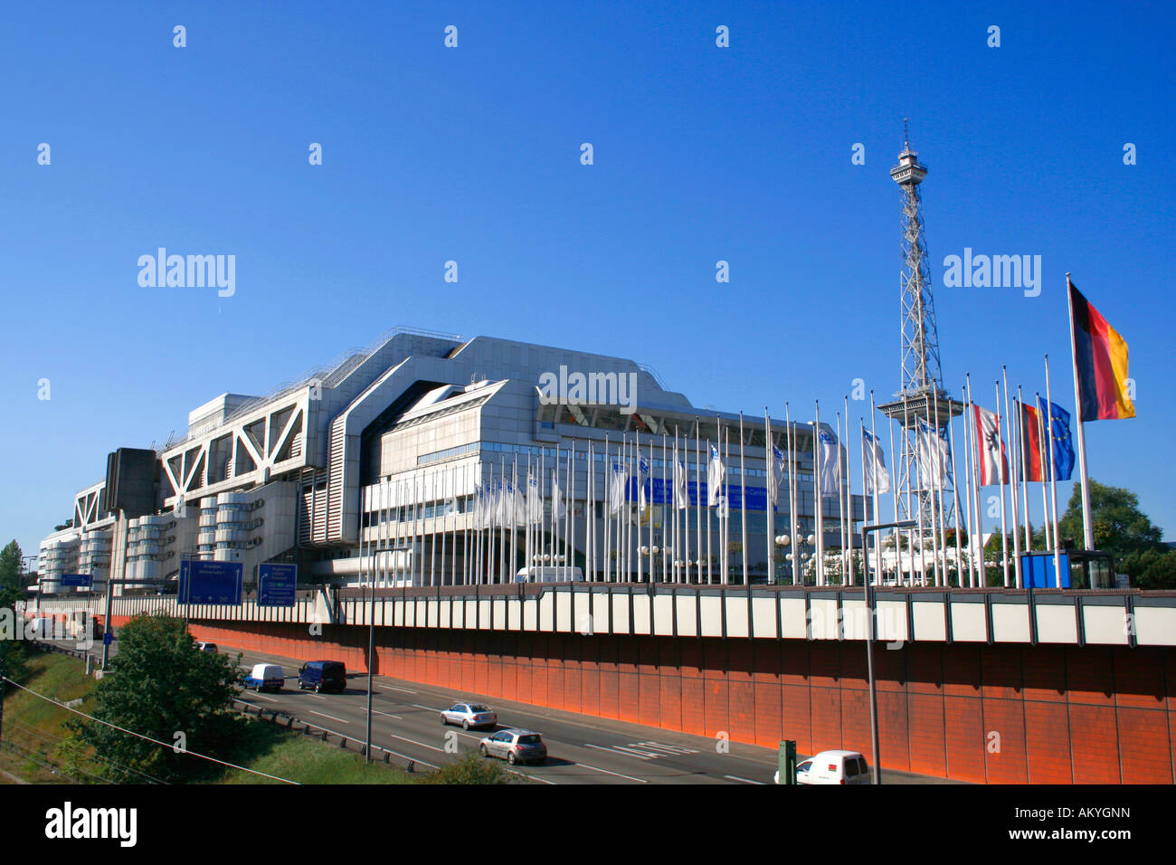ICC Berlin and city highway, the International Congress Center, Berlin, Germany Stock Photo