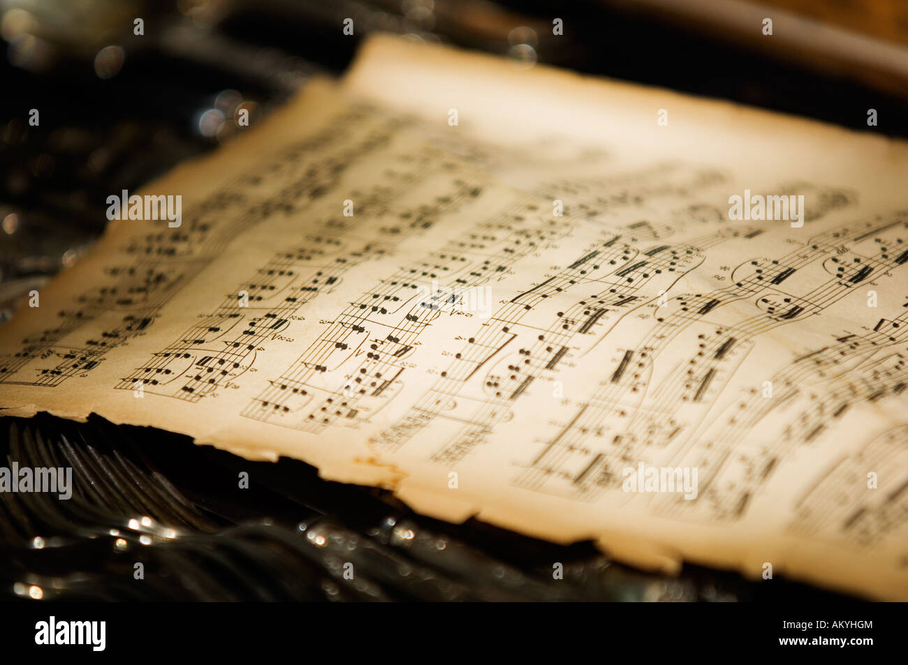 Antiquated sheet of music Stock Photo