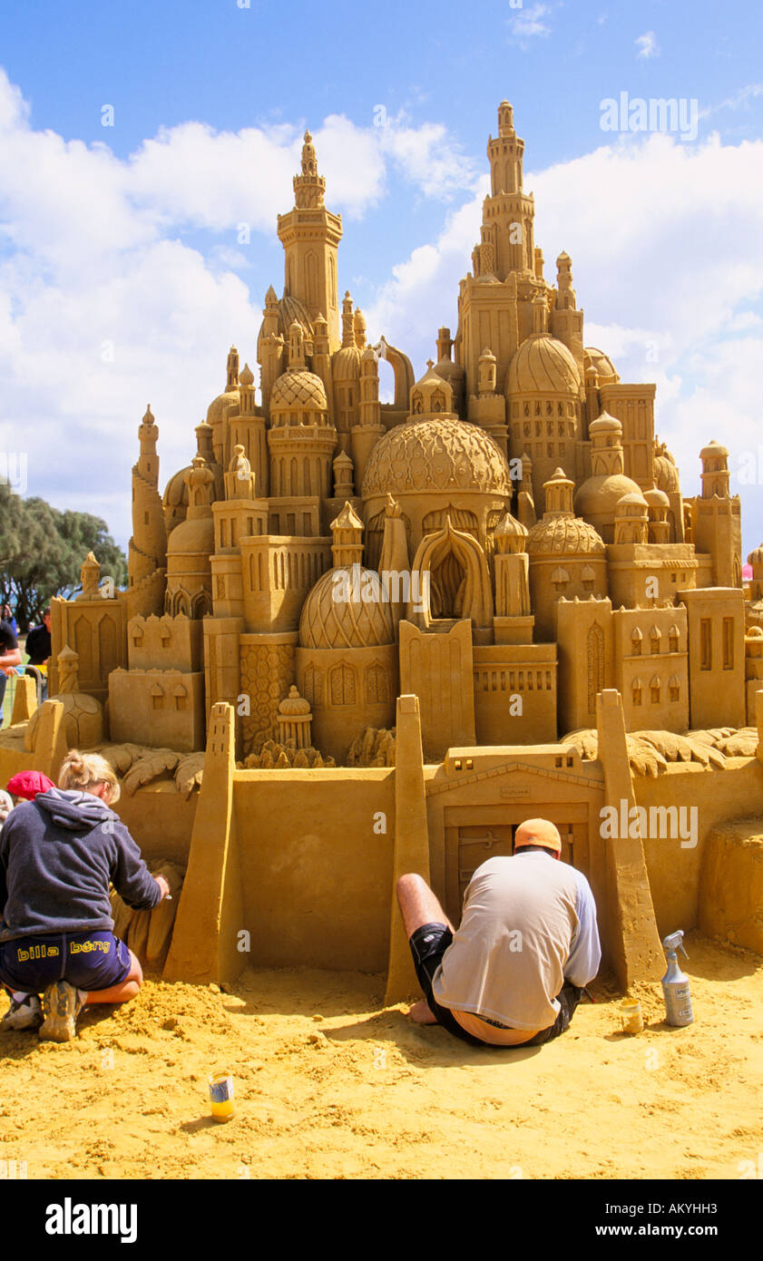 Sand Castle building competition Rye, Victoria, Australia Stock Photo