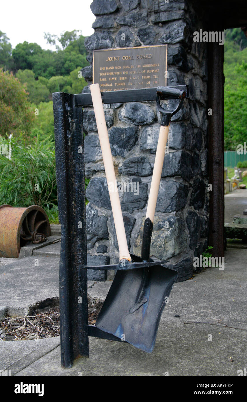 Coal miners pick and shovel part of Mount Kembla Colliery18811970, commemorative monument to